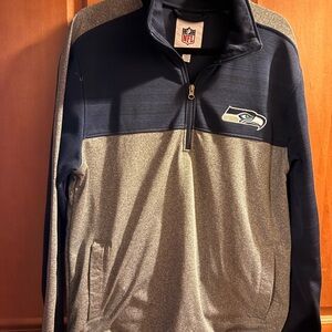 NFL Men's Seahawks Navy and Gray Quarter-Zip Jacket